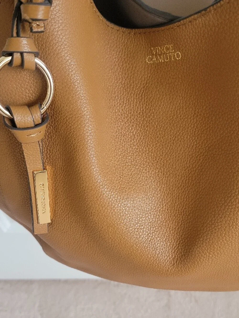 Vince Camuto Knotted Slouchy Shoulder Hobo in Camel Brown